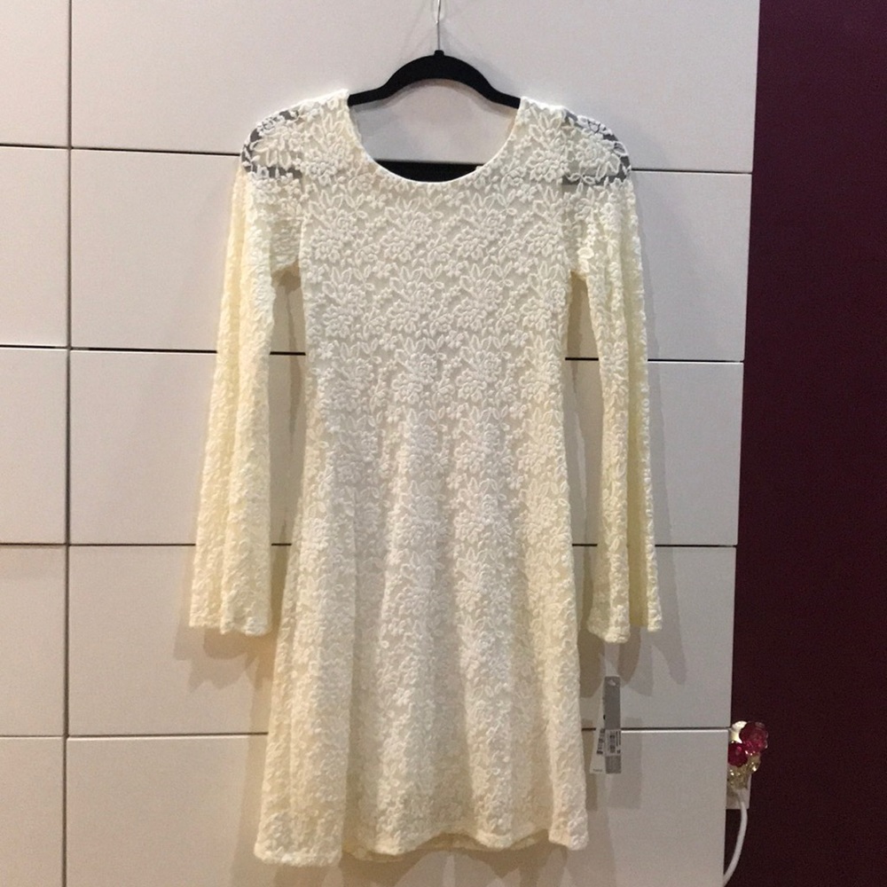 Aqua White floral lace dress